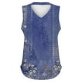 thumbnail image 5 of Bovemsi Women's Short Sleeved T Shirt Print Vest 2025 Loose Casual V Neck Shirt Flowing Sleeveless Summer Top, Blue Women's Summer Tank Tops, XXL, 5 of 5