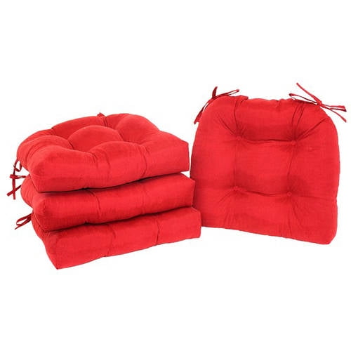 Red Sedona Faux Suede 14.5 Chair Cushion Set of 4 W/ Ties & Microfiber Cover 