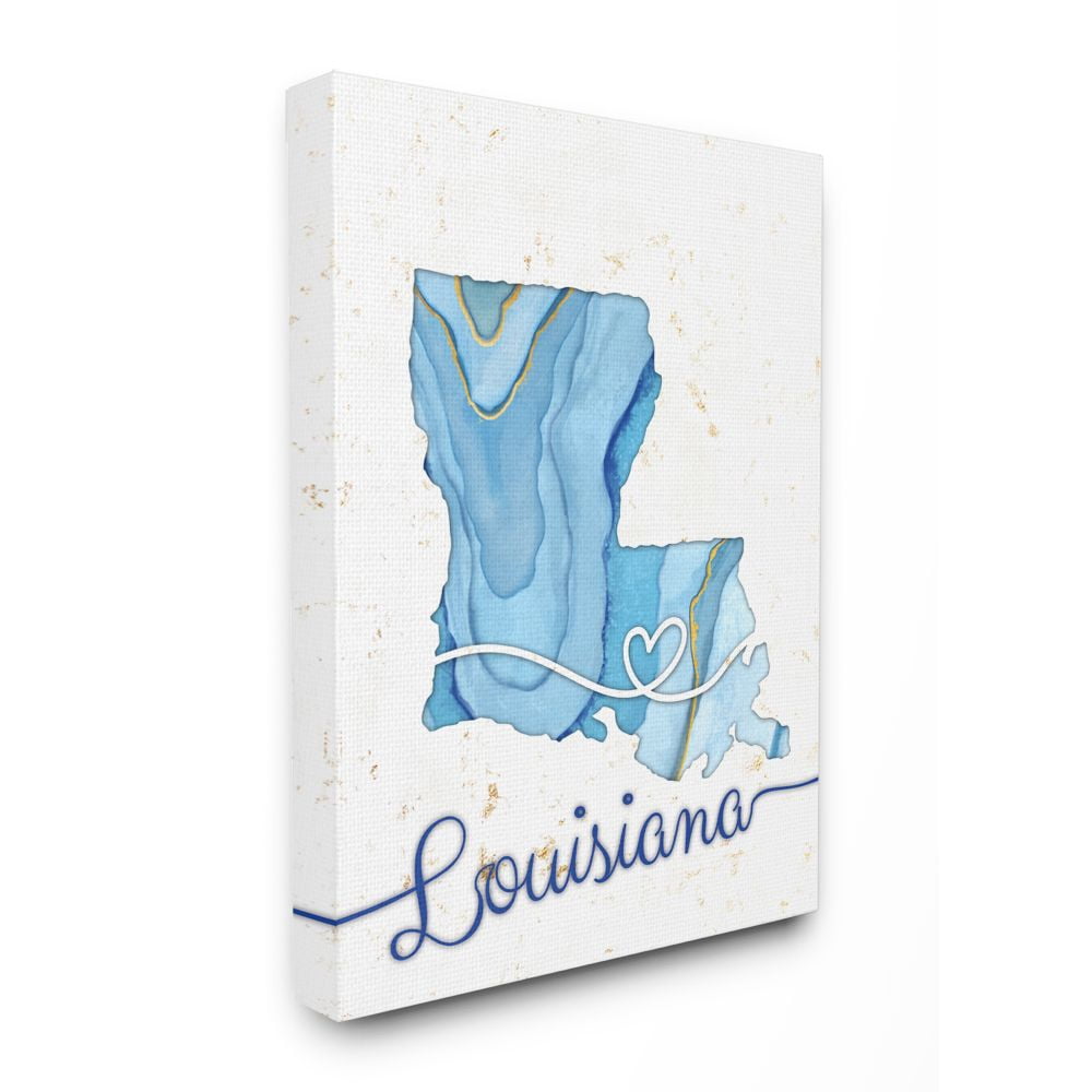 Stupell Industries Louisiana Agate Blue US State Design Canvas Wall Art by Ziwei Li
