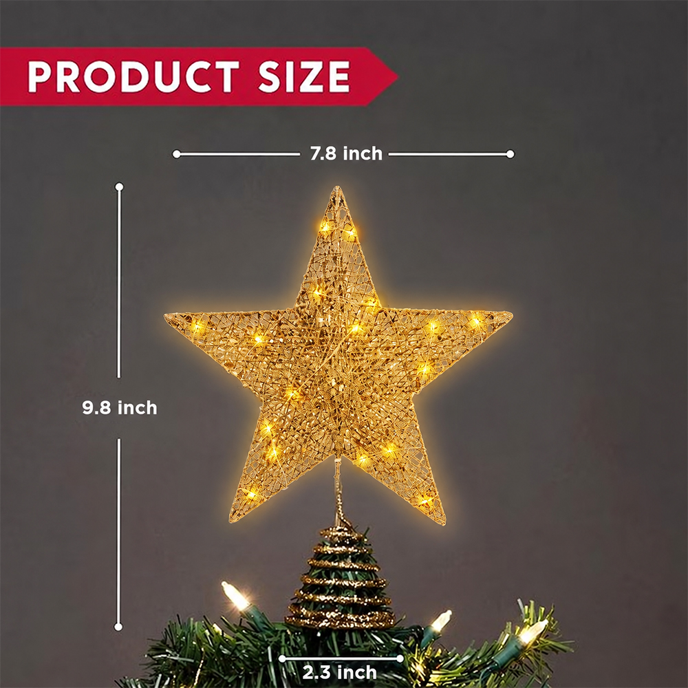 Uncahome Gold Glitter Star Christmas Tree Topper 10 Inch photo 8