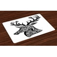 thumbnail image 1 of Ambesonne Antlers Place Mats Set of 4, Deer Animal Tattoo, Standard Size, Black White, 1 of 4