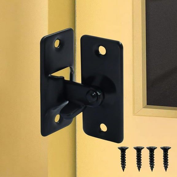 Yoqb 90 Degree Flip Barn Door Lock Stainless Steel Hook Gate Latch Right Angle Moving Door Clasp Buckle Privacy Lock Cam Lever Bolt(Black)A108