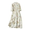 thumbnail image 1 of Robe Femme Manches Longues Robe Formelle plus Robe Haut de Gamme en Lin Rétro Cheongsam avec Design Unique Vêtements Adultes Femme Beige Taille TTG, 1 of 4