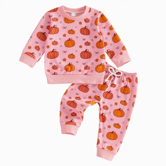 NIEWTR Toddler Baby Girl Halloween Clothes Contrast Color Sweatshirt Pullover Top and Jogger Pants Set Fall Winter Outfits for 12M 18M 24M 3t 4t Dailywear Set