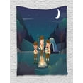 thumbnail image 1 of Camping Tapestry, Three Scouts in the Forest at Night Moon Sky Mystic Outdoor Explorer Kids Activity, Wall Hanging for Bedroom Living Room Dorm Decor, 40W X 60L Inches, Multicolor, by Ambesonne, 1 of 2