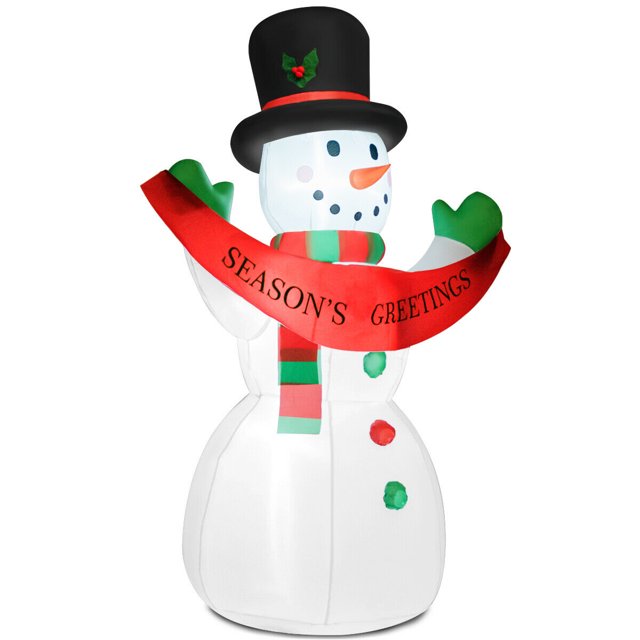 Gymax 6ft Air-blow Snowman Blow-Up Inflatable Christmas Decor Insert LED Lights Yard Lawn