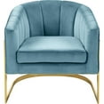 thumbnail image 4 of Maklaine Modern Aqua Velvet Accent Chair with Stainless Steel Base, 4 of 7