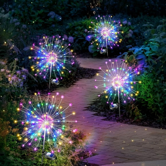 Luces solares para fuegos artificiales Colcutee, 200 LED, paquete de 4 unidades, IP65, impermeables