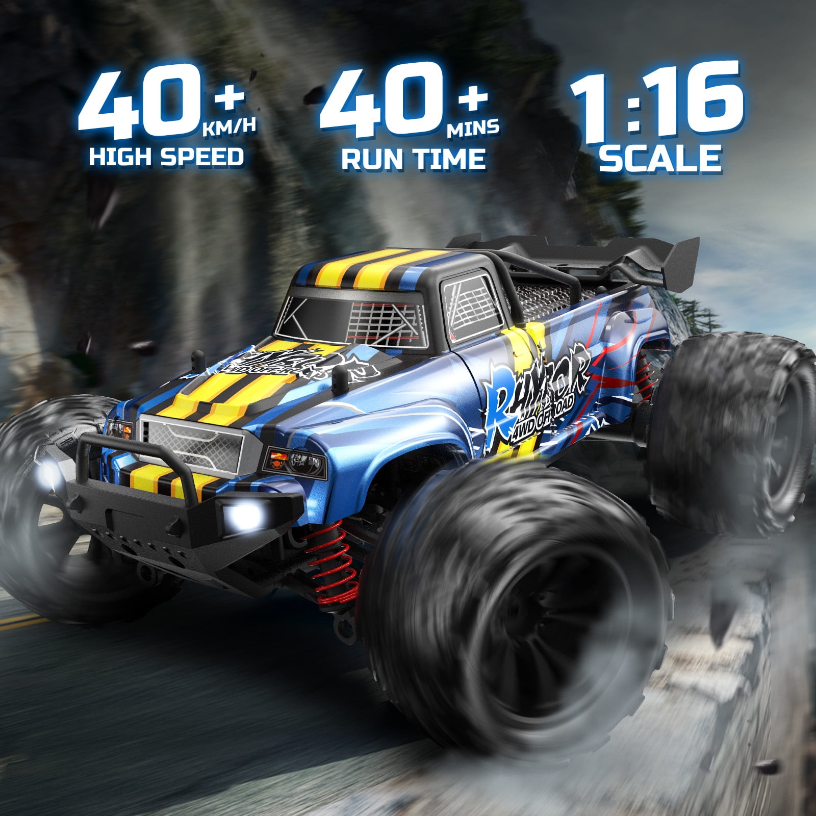 Mydova RC Cars for Adults Fast 40+KM 1:16 Waterproof Off-Road RC Truck 4WD All Terrain High-Speed Remote Control Car Toy Gifts for Kids Boys,With 2 Batteries