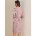 thumbnail image 3 of DARING DIVA Houndstooth Round Neck Plaid Sheath Dress M Pink, 3 of 6