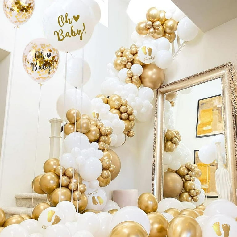 YANSION Baby Shower Decor, Gold White, Mummy Sash, Oh Baby