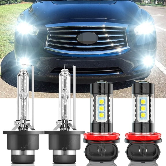 4x D2S H11/H8/H9 For Infiniti QX60 2014-2015 Front HID Headlight Hi Lo Beam Fog Light Bulb