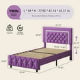 thumbnail image 6 of 4 EVER WINNER Twin Bed Frame, Upholstered Platform Bed Frame with Headboard and Footboard, Twin Size Bed Frame, Diamond Headboard and Footboard Design, Purple, 6 of 7
