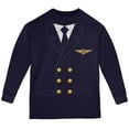 thumbnail image 1 of Halloween Airline Airplane Pilot Navy Youth Long Sleeve T-Shirt, 1 of 1