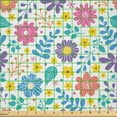 thumbnail image 2 of Ambesonne Spring Fabric by the Yard Microfiber, Scattered Flowers Leaves Art, 2 Yards, Pink Yellow Lavender, 2 of 2