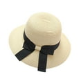 thumbnail image 2 of Holzkary Women's Beach Sun Straw Hat Uv Upf 50+ Travel Foldable Brim Summer Uv Hat Summer Hats for Women Wide Bongrace Women Straw Beach Hat Little Girl Sun Cap Foldable Ladies Hats Beige One Size, 2 of 5