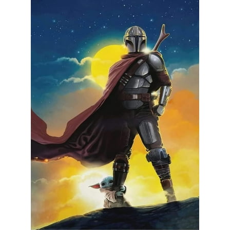 5D Diamond Art Kits for Aduts,Mandalorian Diamond Painting for Kids, Full Drill Cross Stitch Kits for Beginners, Wall Art 12" X 16"