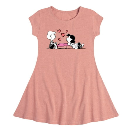 

Peanuts - Lucy And Schroeder Heart Thoughts - Toddler And Youth Girls Fit And Flare Dress