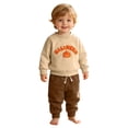 thumbnail image 6 of KPOPLK Toddler Baby Boy Halloween Clothing Sets Letter Embroidered Long Sleeve Tee Tops and Pants Kids 2pcs Outfits Yellow Size 18-24 Months, 6 of 7