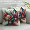 thumbnail image 3 of JRXY  Throw Pillow Covers Farmhouse Decor Independence Day Patriotic American Flag with Flowers Blossom Potted Plant Decorative  Cushion Cover 12x20 Inch Rectangle Pillow Cases White, 3 of 5