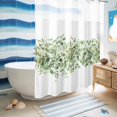 thumbnail image 5 of No Hook Shower Curtain, Sage Green Eucalyptus Leaves Shower Curtains for Bathroom with See Through Top Window, Spring Summer Botanical Floral Waterproof & Washable Bath Curtain 60"x72", 5 of 9