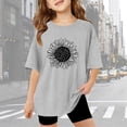 thumbnail image 2 of Cute Summer Tops for Girls Size 13-14 Short Sleeve Casual Round Neck Fashion Cute Print T-Shirt Soft and Comfortable Oversized Pullovers(Print, X02-Grey, 13-14 Years), 2 of 6