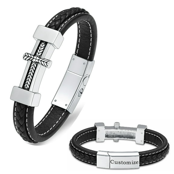 Personalize Vintage Cross Bracelet for Cremation Ashes Holder Memorial Jewelry for Women Men