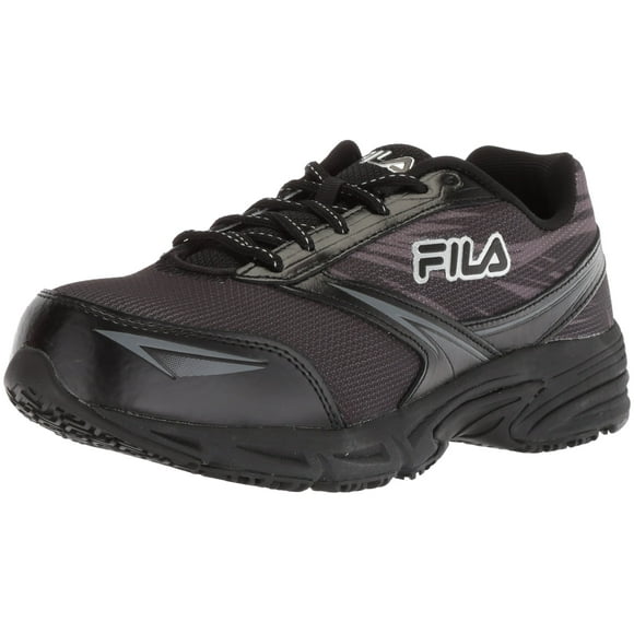 Fila Women's Memory Reckoning 8 Slip Resistant Steel Toe Running Shoe Food Service, Black/Pewter/Metallic Silver, 11 B US