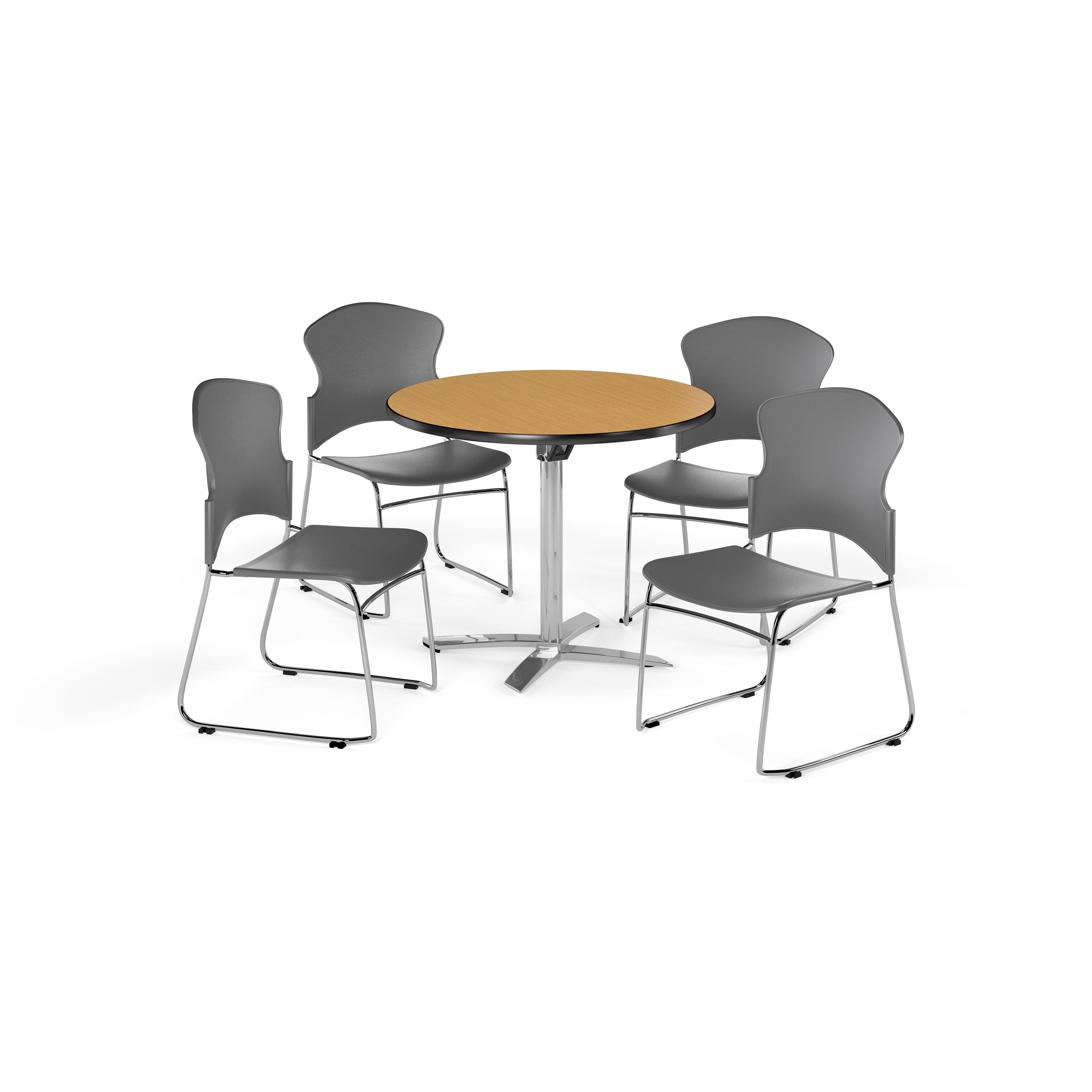 OFM  Oak 42-inch Round Break Room Table with 4 chairs