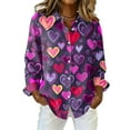 thumbnail image 2 of Dwralegc Valentines Shirt for Women Collared Long Sleeve Tops Lightweight Plus Size Heart Graphic Blouses Dressy Casual Holiday Shirts Purple S, 2 of 5
