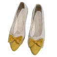 thumbnail image 4 of Miluxas Women’s Color Block Bow Pointed Toe Ballet Flats, Slip On Casual Dress Shoes, Soft Cushioned Walking Loafers Yellow 9.5(43), 4 of 5