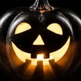 thumbnail image 3 of LOWLHOME Classic Smiling Face Pumpkin Lights, Halloween LED Light Up Pumpkin Decor, Holiday Party & Seasonal Accent, Black, 1 Count, 7.6*7.2 in, 3 of 5