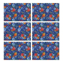 Pioneer Flower Floral Print Pattern Summer Placemats Table Placemats Set Of 6-Linen Kitchen Washable Placemats Table Mats 12x18 Inch Non-Slip Heat Resistant
