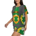 thumbnail image 2 of Lsque Spring St Patrick’S Day Irish Gnomes Women's Short-Sleeved Pajama Set - 2 Piece Soft and Lightweight Sleepwear Set-Large, 2 of 9