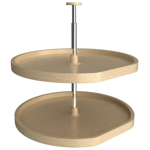 Rev-A-Shelf Ld-4Bw-262-28-1 Lazy Daisy Banded Wood Double 2 Tier 28" D Shaped Flat Side