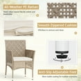 thumbnail image 5 of Lacoo 3 Pieces Patio Furniture PE Rattan Wicker Table and Outdoor Chairs Set of 2 with Cushioned Tempered Glass, Gray, 5 of 6
