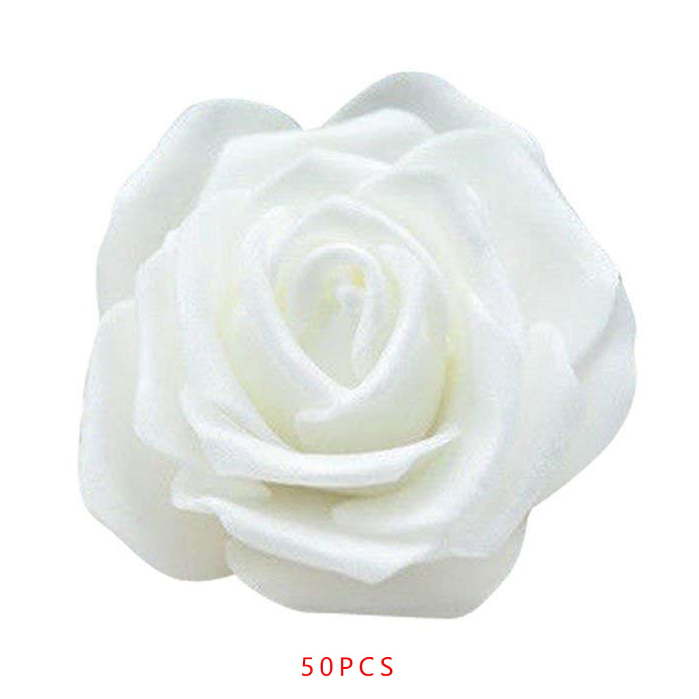 200pcs schäumen Rose Flower Heads künstliche Blumen Cremefarbenes Weiß u 