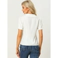 thumbnail image 4 of DARING DIVA Women's Peter Pan Collar Puff Short Sleeve Retro Blouse 2XL Cream White, 4 of 6