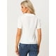 thumbnail image 4 of Blusa retro vintage de manga corta con cuello Peter Pan para mujer Blanco crema XS, 4 of 5