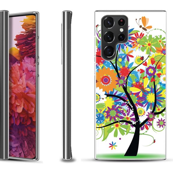 Slim-Fit Fashion Gel Phone Case for Samsung Galaxy S22 Ultra 5G, by OneToughShield ® - Colorful Tree