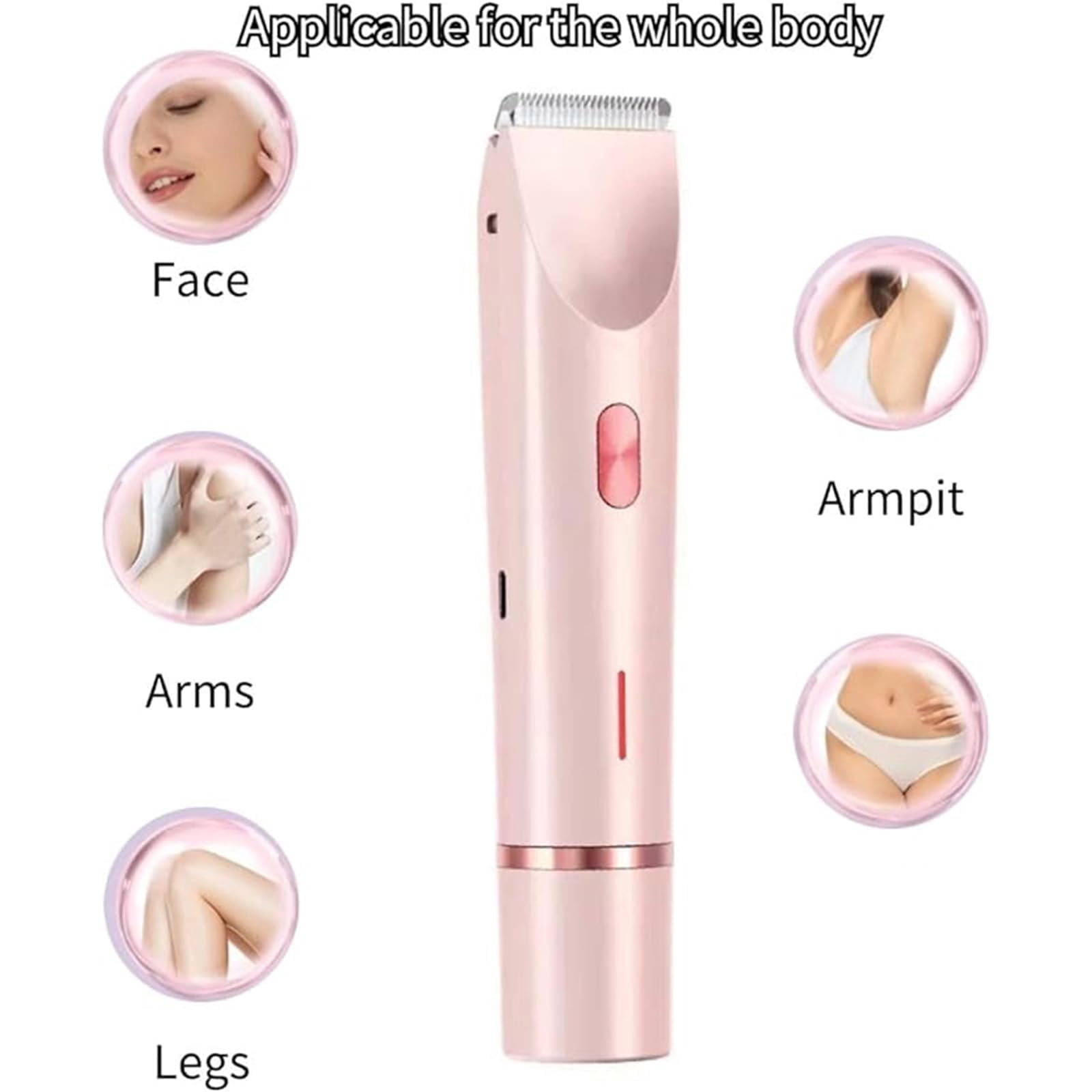 Electric Trimmer for Women, Bikini Trimmer for Women, Electric Shaver and Razor Rechargeable 2-in-1 Body and Facial Epilator, Dual-Head Shaver