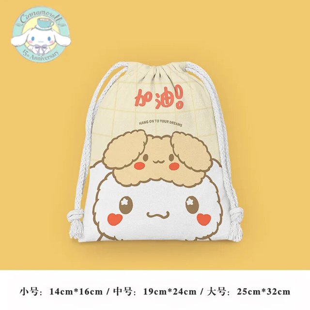 Cinnamoroll-Bolsa de cosméticos de dibujos animados, bolsa de almacenamiento portátil con cordón, bolsa de regalo, bolsa organizadora, bolsa de aseo con bolsillo de dibujo de tela
