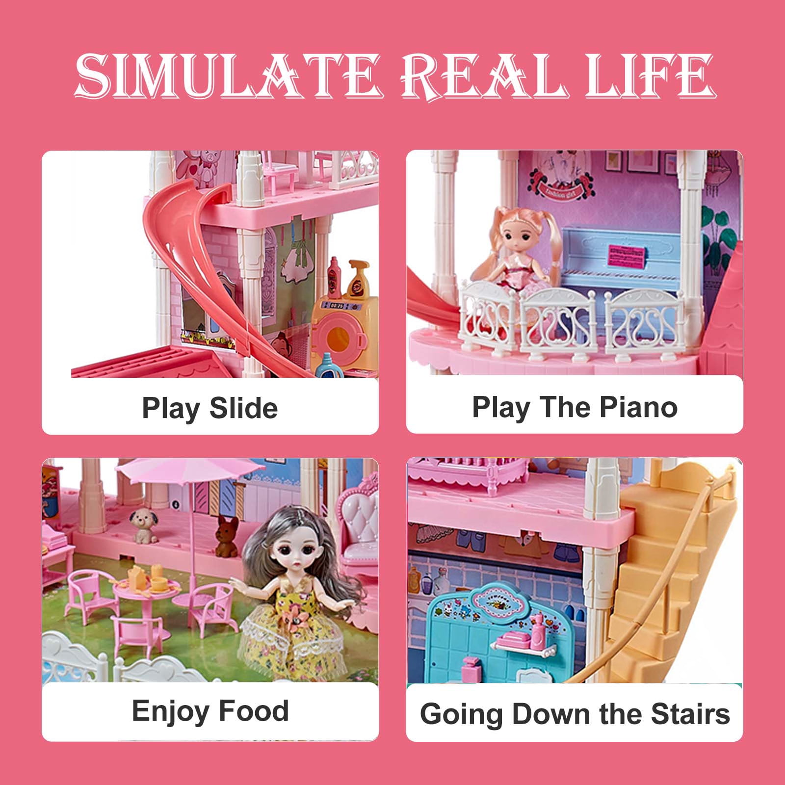 Eccomum 36-Inch Dollhouse with 11 Rooms, Doll Toy Dominican