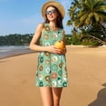 thumbnail image 3 of Fotbe Christmas Donuts Vestido de Verano sin Mangas para Mujer – Vestido Midi Línea A, Estilo Camiseta Floral, Vestido Playero Casual y Fluido, 3 of 7