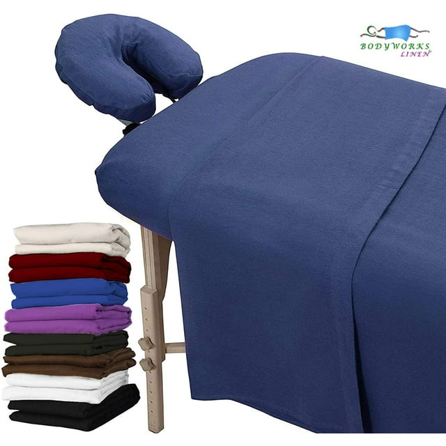 Flannel 100 Cotton Massage Table Sheets 3 Pieces Fitted Flat & Face