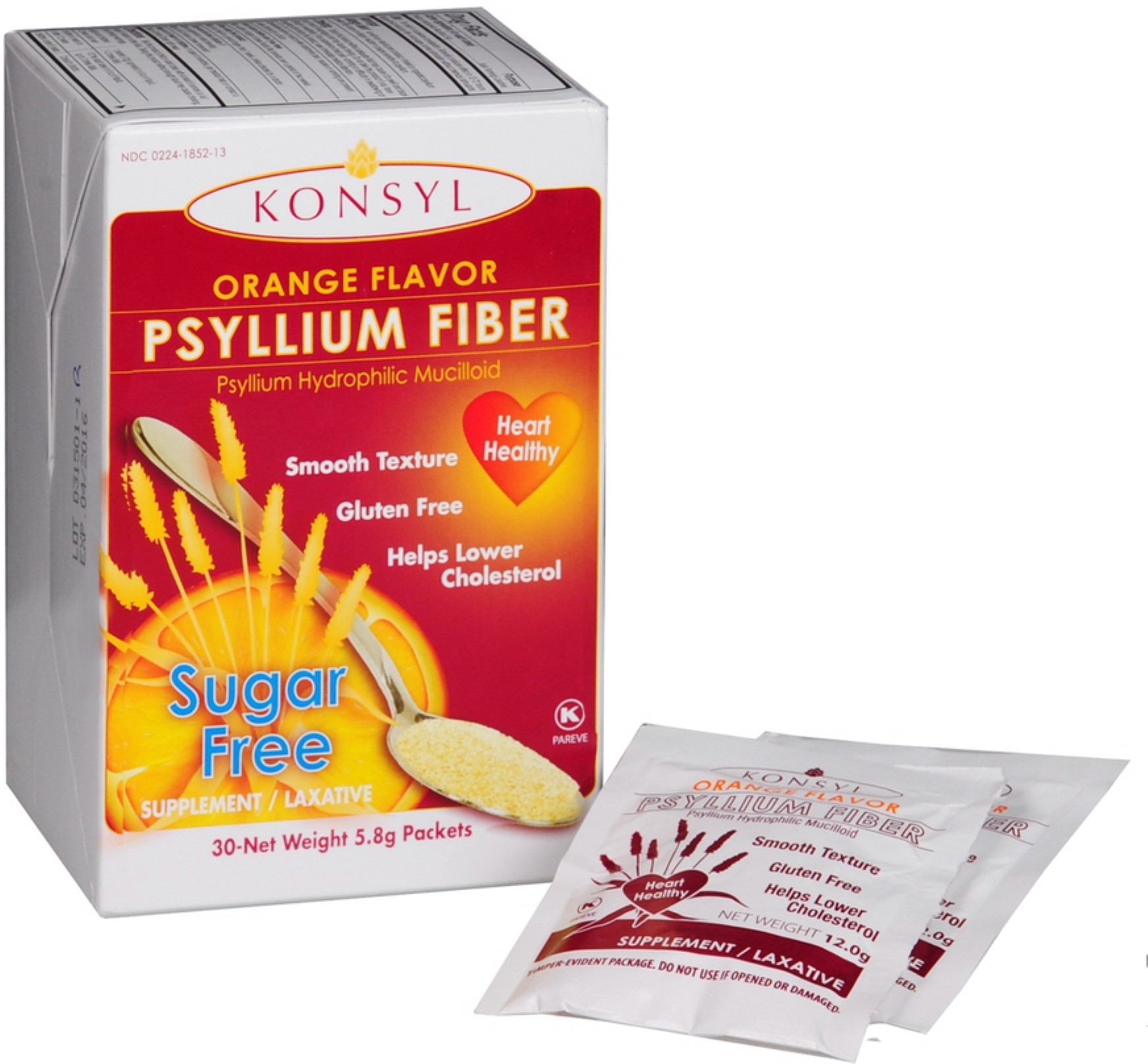 Konsyl Psyllium Fiber Sugar Free Powder Packets Orange Flavor 30 Each  Konsyl Psyllium Fiber Sugar Free Powder Packets Orange Flavor 30 Each