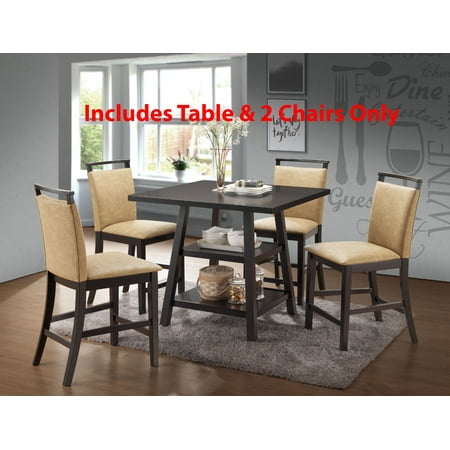 3 Piece Cuccino Wood Transitional Counter Height 40 Inch Square 3 Piece Cuccino Wood Transitional Counter Height 40 Inch Square Kitchen Dinette Dining Table 2 24 Coffee Side Chairs Set