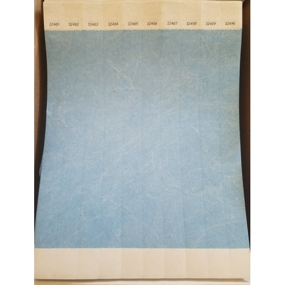 100 3/4" LIGHT BLUE WRISTBANDS,  PAPER WRISTBANDS, WRISTBANDS FOR EVENTS