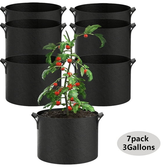 RYLZX 7-Pack 3Gallon Grow Bags Heavy Duty Thickened Nonwoven Plant Fabric Pots with Handles