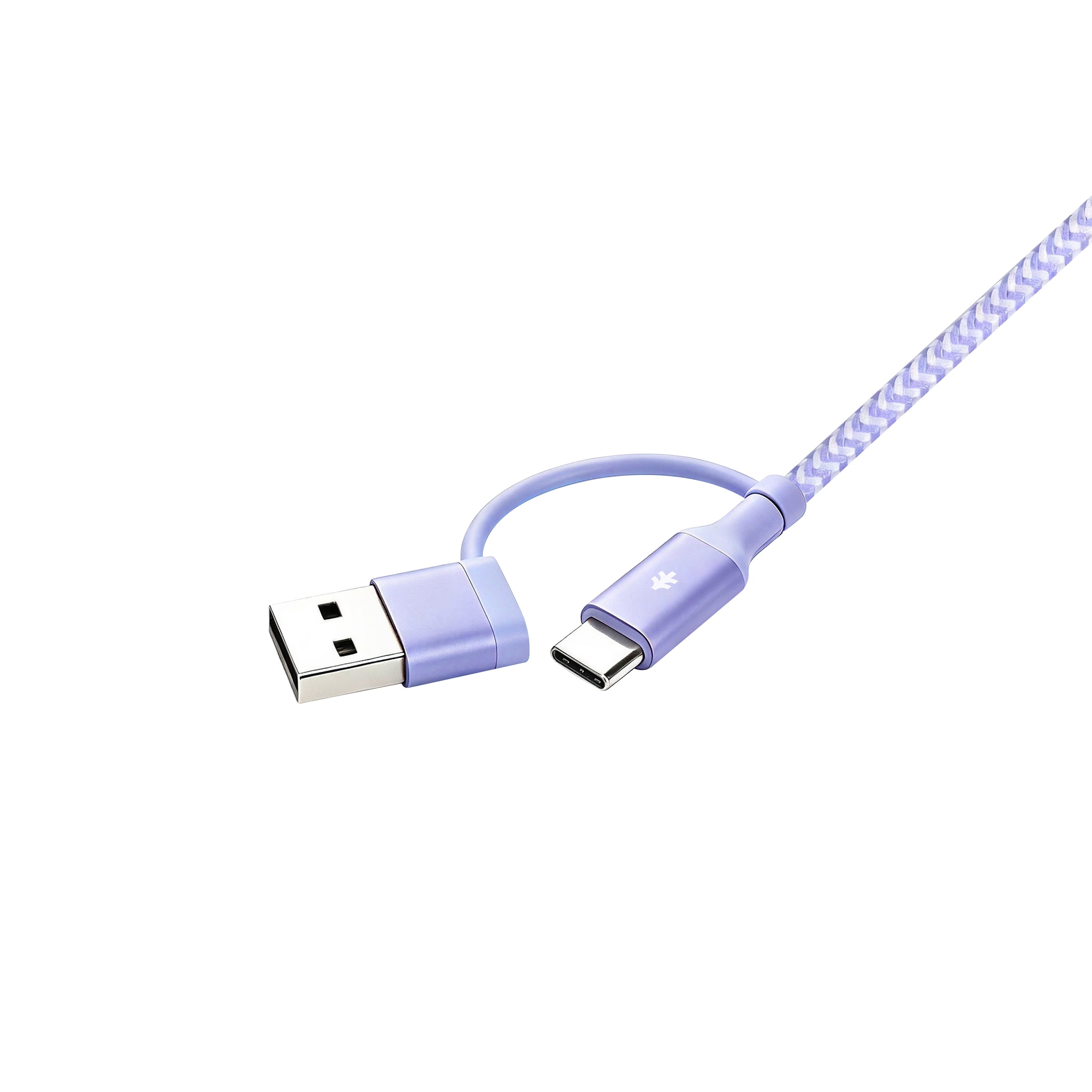 Swiss Tech Kabel T60 6 ft 60W 4-in-2 USB-C to USB-C/Lightning Charging Cable, Myrtle Purple